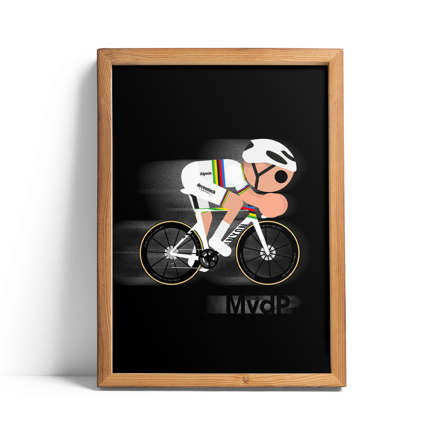 Mathieu van der Poel World Road Champion 2023 print - Black Background