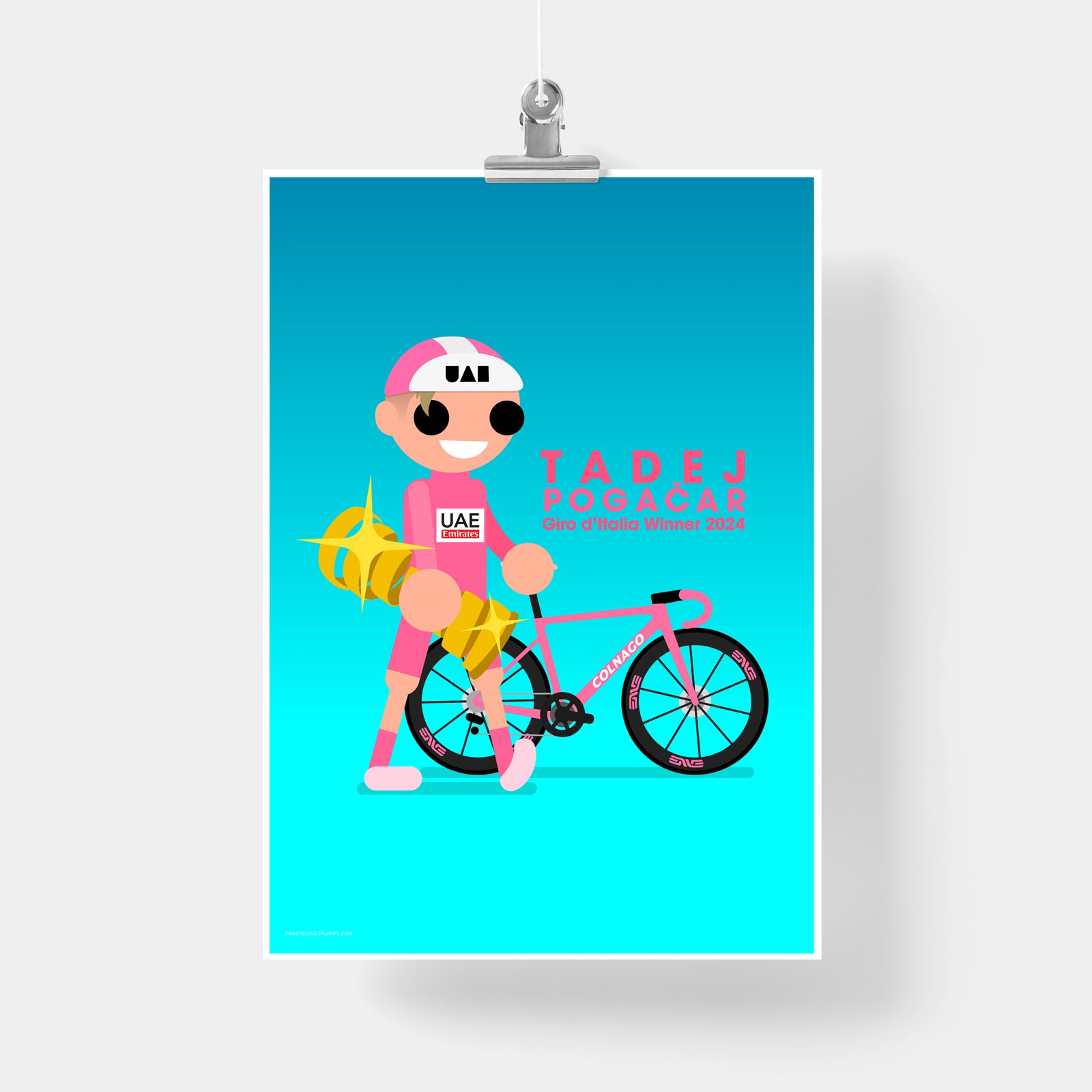 Pogacar Giro d'Italia 2024 Walking print – Pro Cycling Trumps