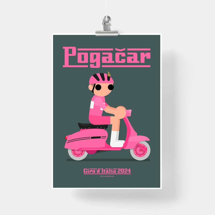 Pogacar - Giro d'Italia 2024 Pink Lambretta Print