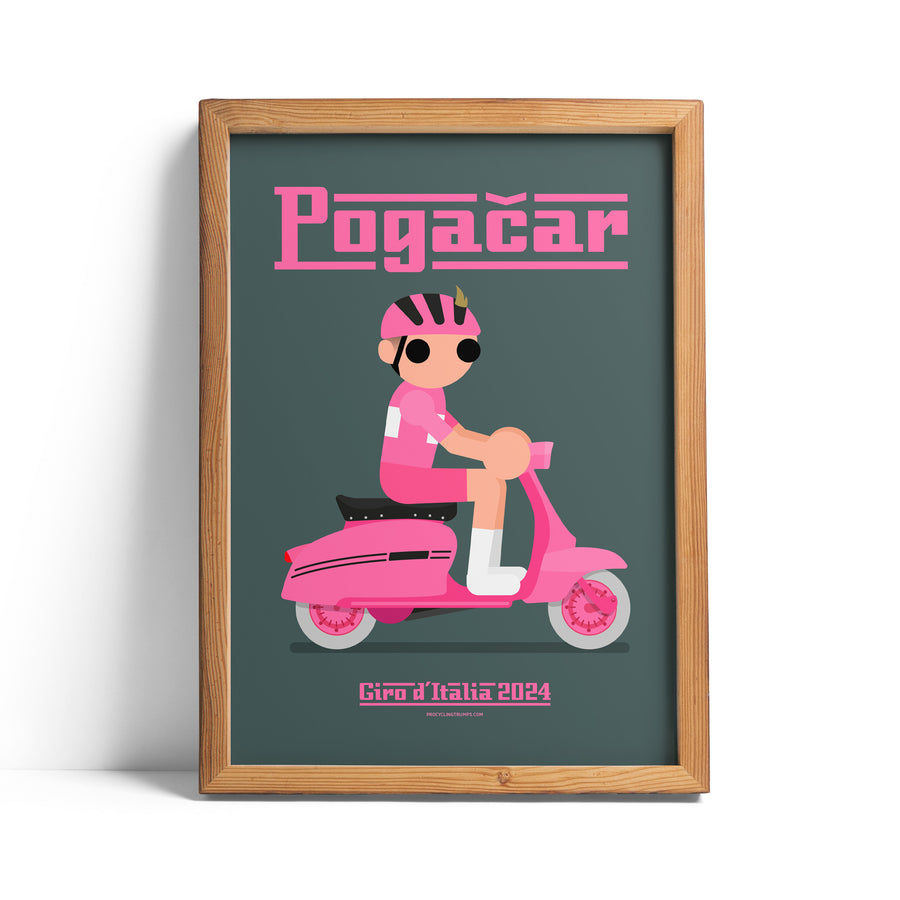 Pogacar - Giro d'Italia 2024 Pink Lambretta Print