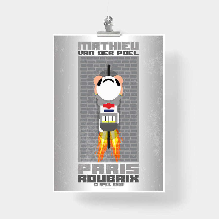 Mathieu van der Poel - Roubaix 2025 from above print