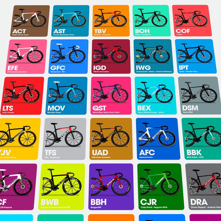 2022 Men's World Team / Pro Team Bikes A2 print