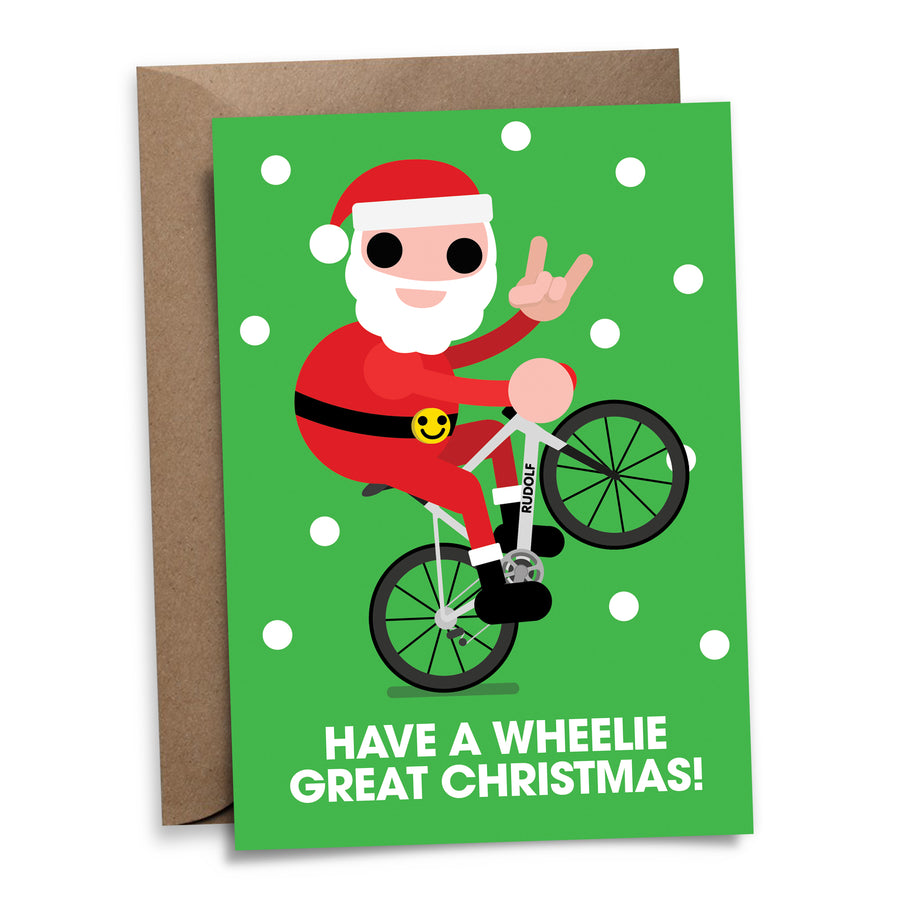 Santa Wheelie Christmas Card