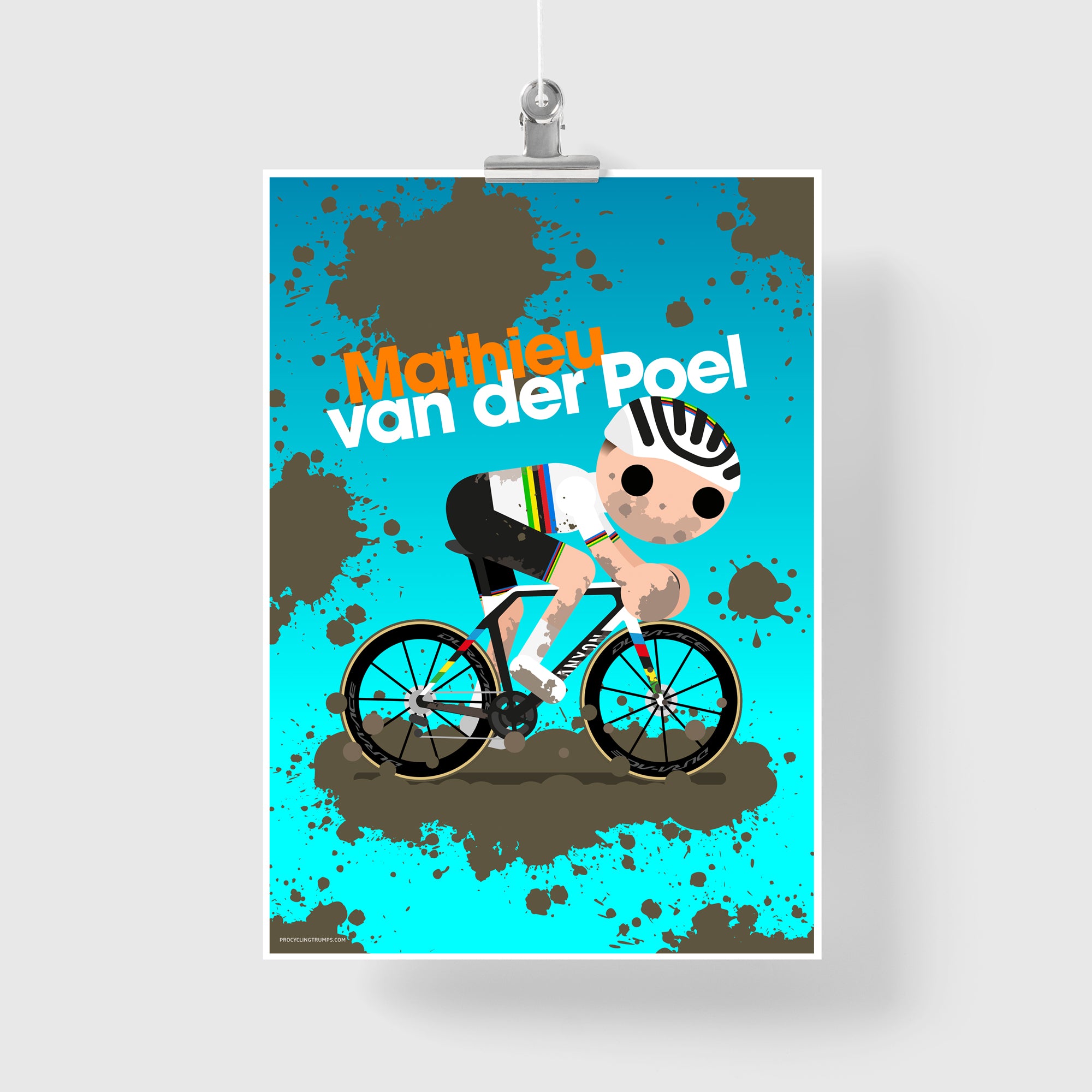Poster Toile Mathieu Van Der Poel - Déco Cyclisme 50 X 75 Cm, Impression Haute Qualité Pour Salon Ou Bureau